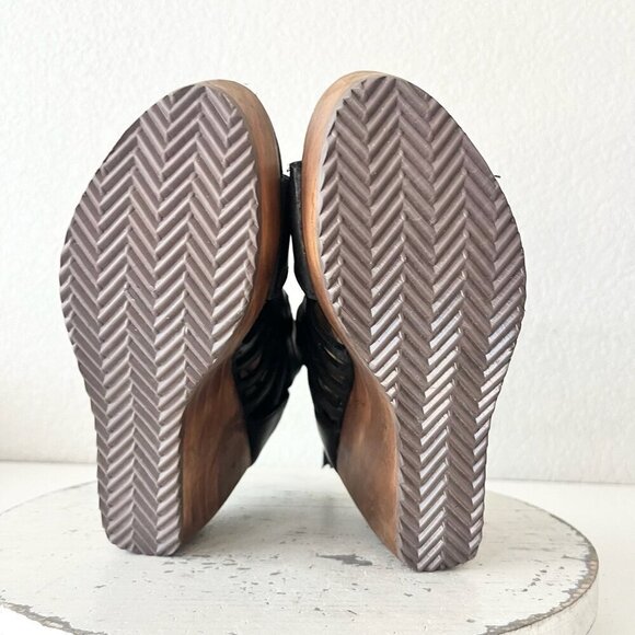 Lane Boots BECCA Womens Black Wedges 7.5 Western Sandals Cowgirl Leather Heels - Picture 8 of 11